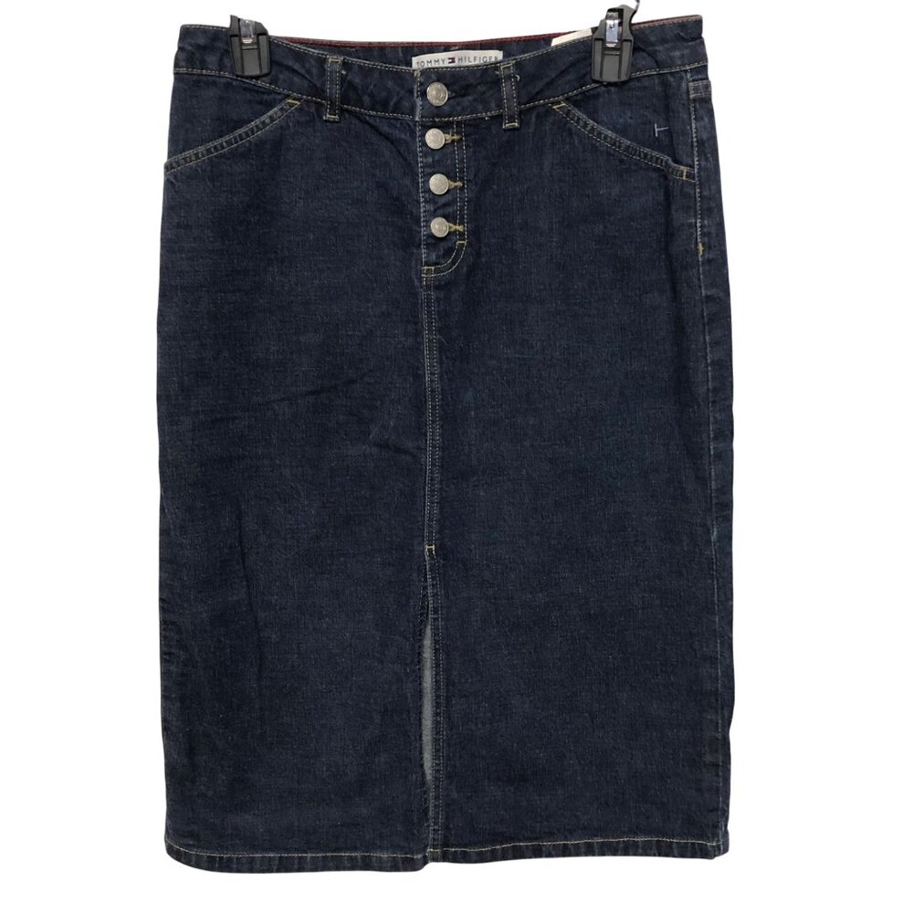 Tommy‎ Hilfiger Vintage Womens Denim Button-Front Pencil Skirt size 4